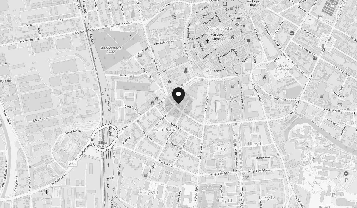 Mapa: kancelária na adrese Veľká Okružná 43, 010 01 Žilina